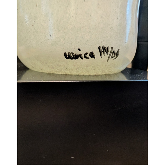 RARE Kosta Boda Ulrica Hydman-Vallien signed Glass Yellow Vase OPEN MINDS 1980s - Picture 5 of 7